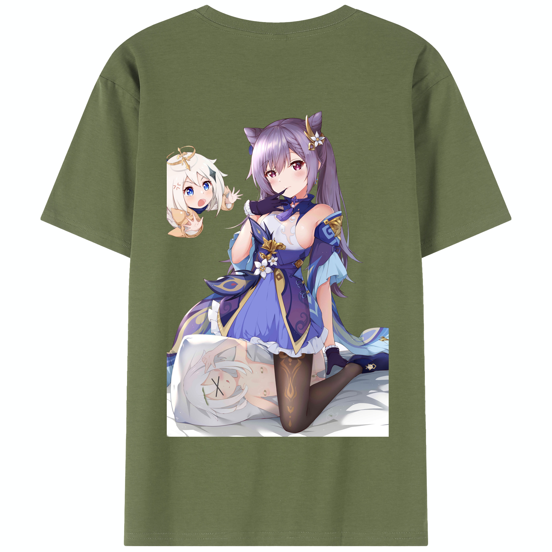 げんし神 刻晴 こくせい genshin Kokusei 綿100％半袖Tシャツ（背面プリント）